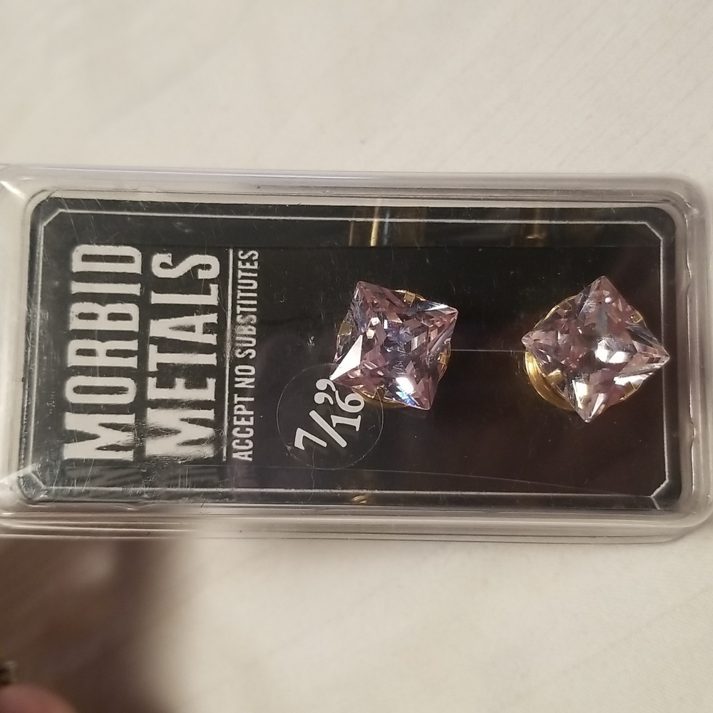 New Morbid Metals Body Jewelry Gold Diamonds 7/16"